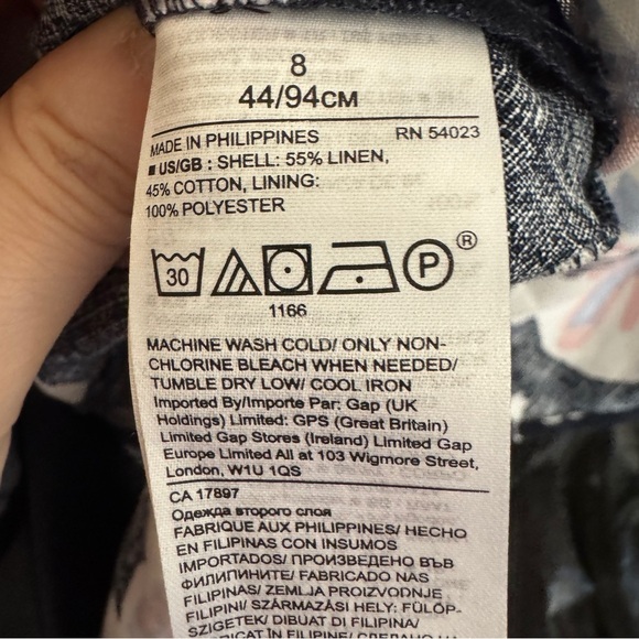 NWT Banana Republic Linen-Cotton Ruffle Wrap Navy Floral Printed Dress Size 8 - Picture 8 of 9